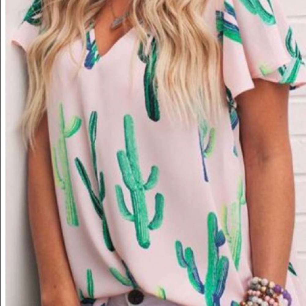 S A L E// NEED GONE//Cactus V-Neck Blouse